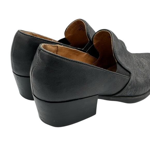Sofft Velina Black Micro Texture Leather Slip On Cushioned Booties Loafers - Picture 9 of 11
